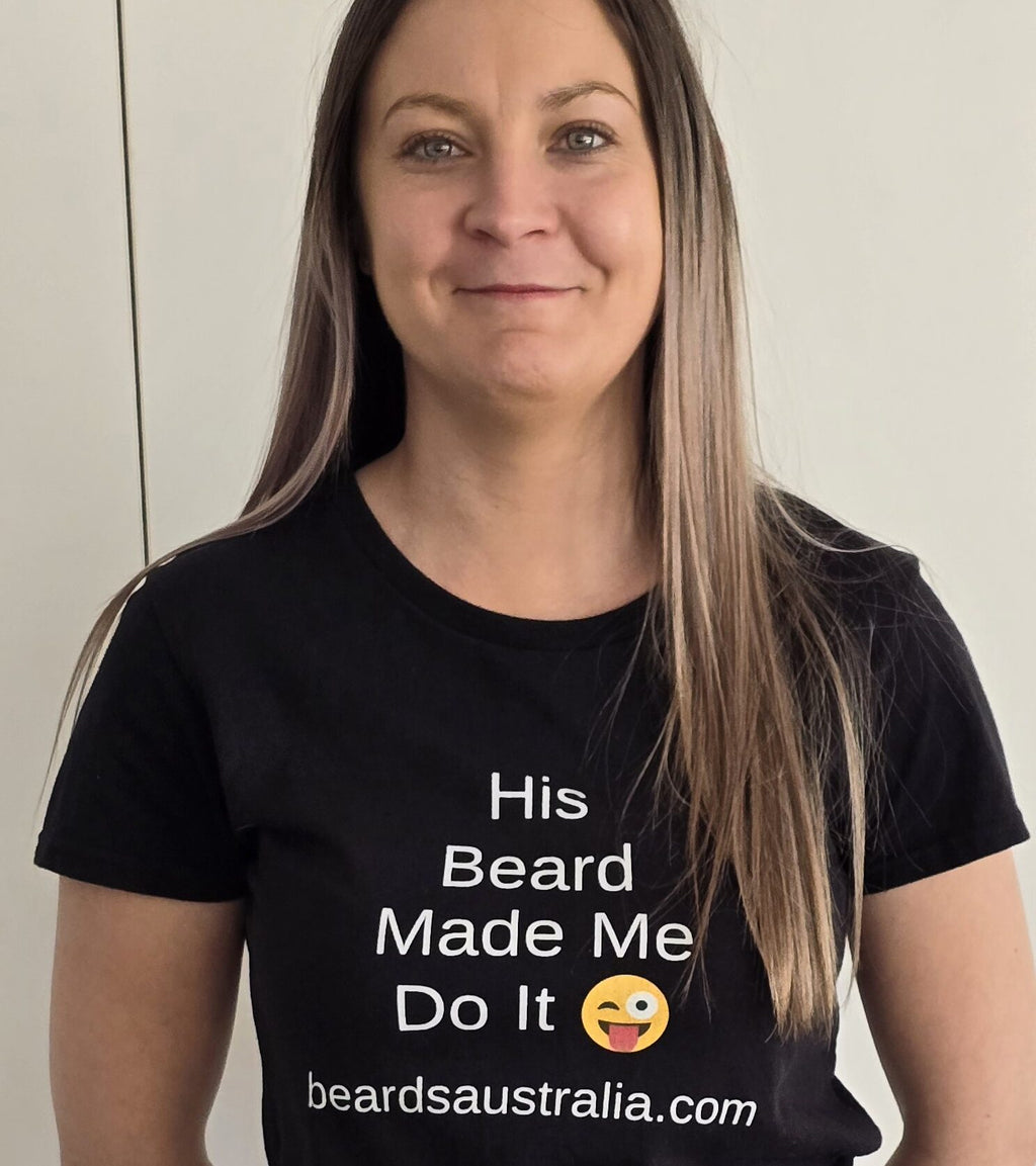Beards Australia His Beard Made Me Do It Black Ladies T-Shirt image 2