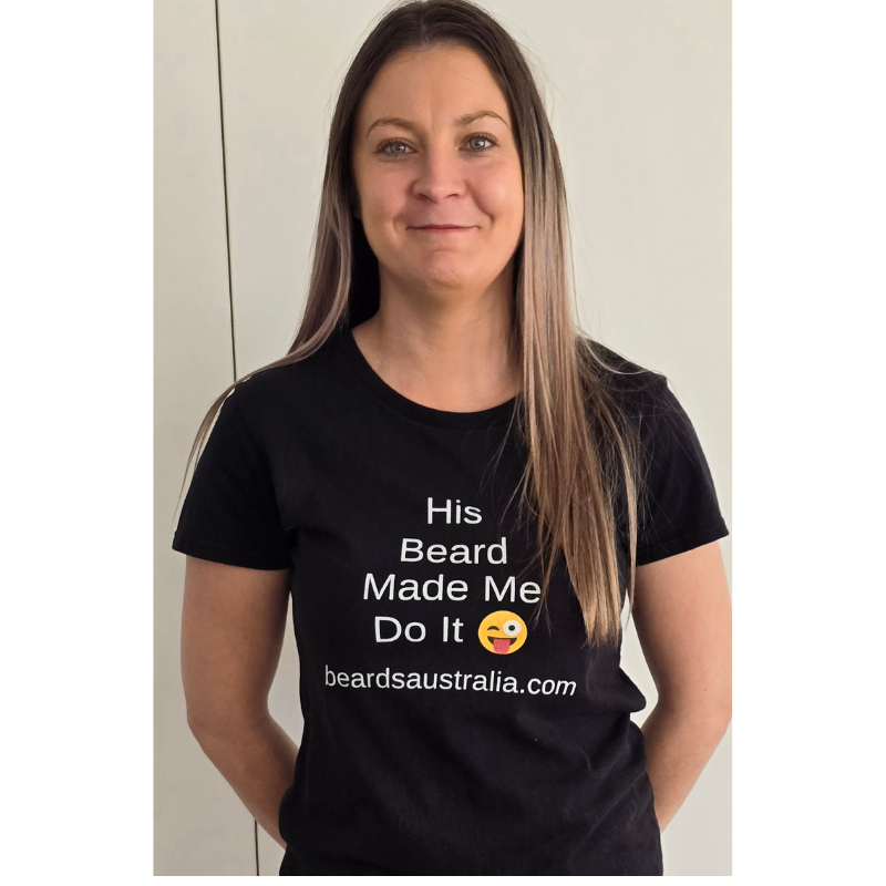 Beards Australia His Beard Made Me Do It Black Ladies T-Shirt image 0