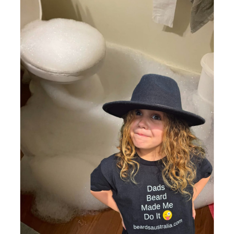 Dads Beard Made Me Do It Black Teeshirt - Kids image 3
