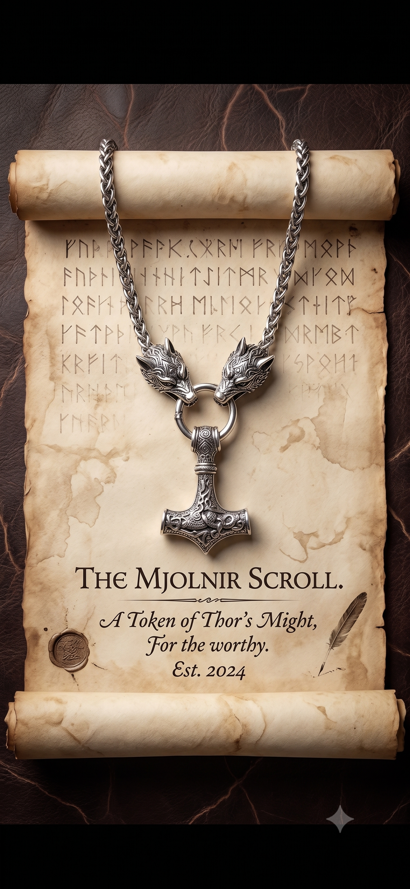 Men's Viking Medieval Thor's Hammer Pendant Necklace